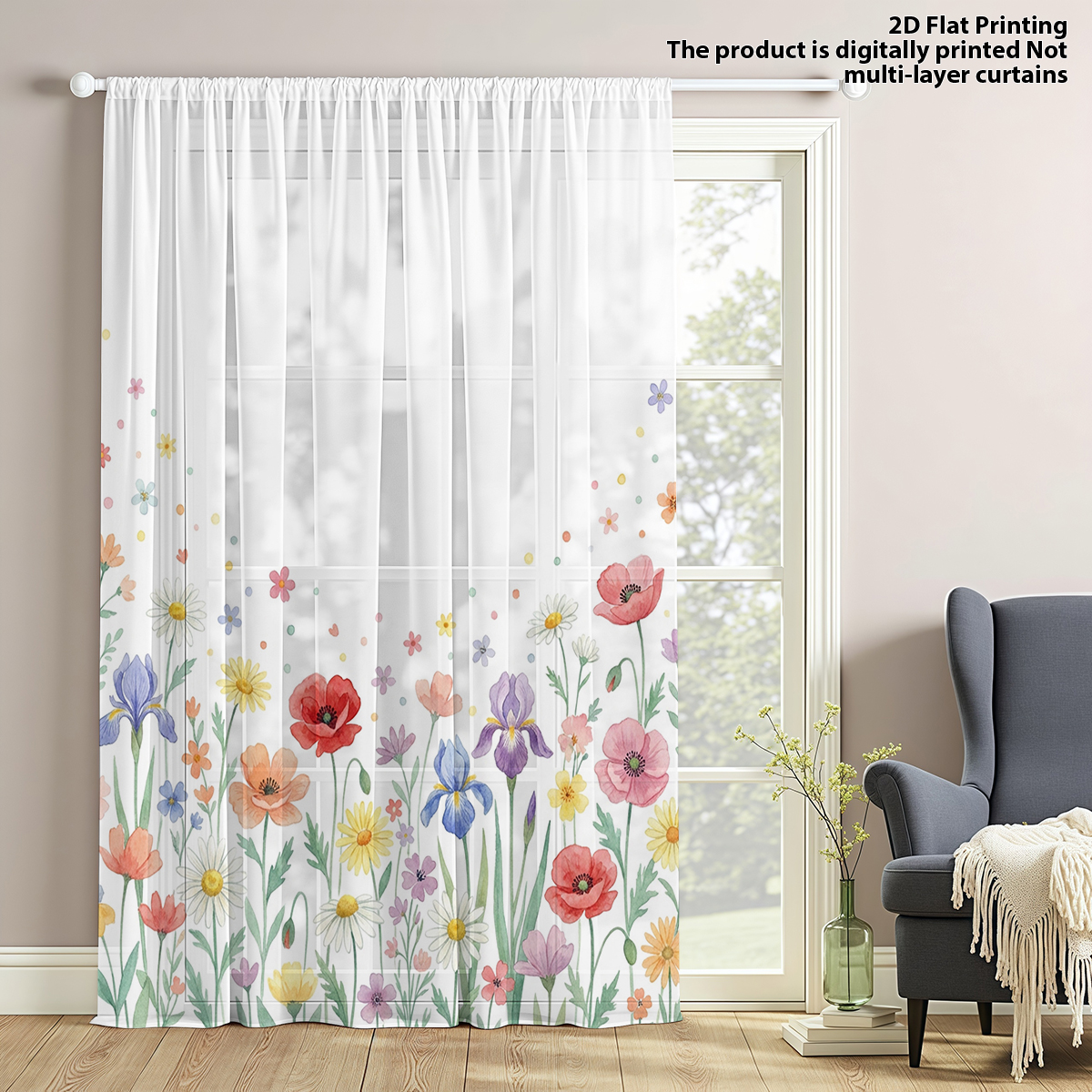 Good Floral & Wedding Decor Supply Photos - Floral Privacy Sheer Curtain,Good Quality Modern