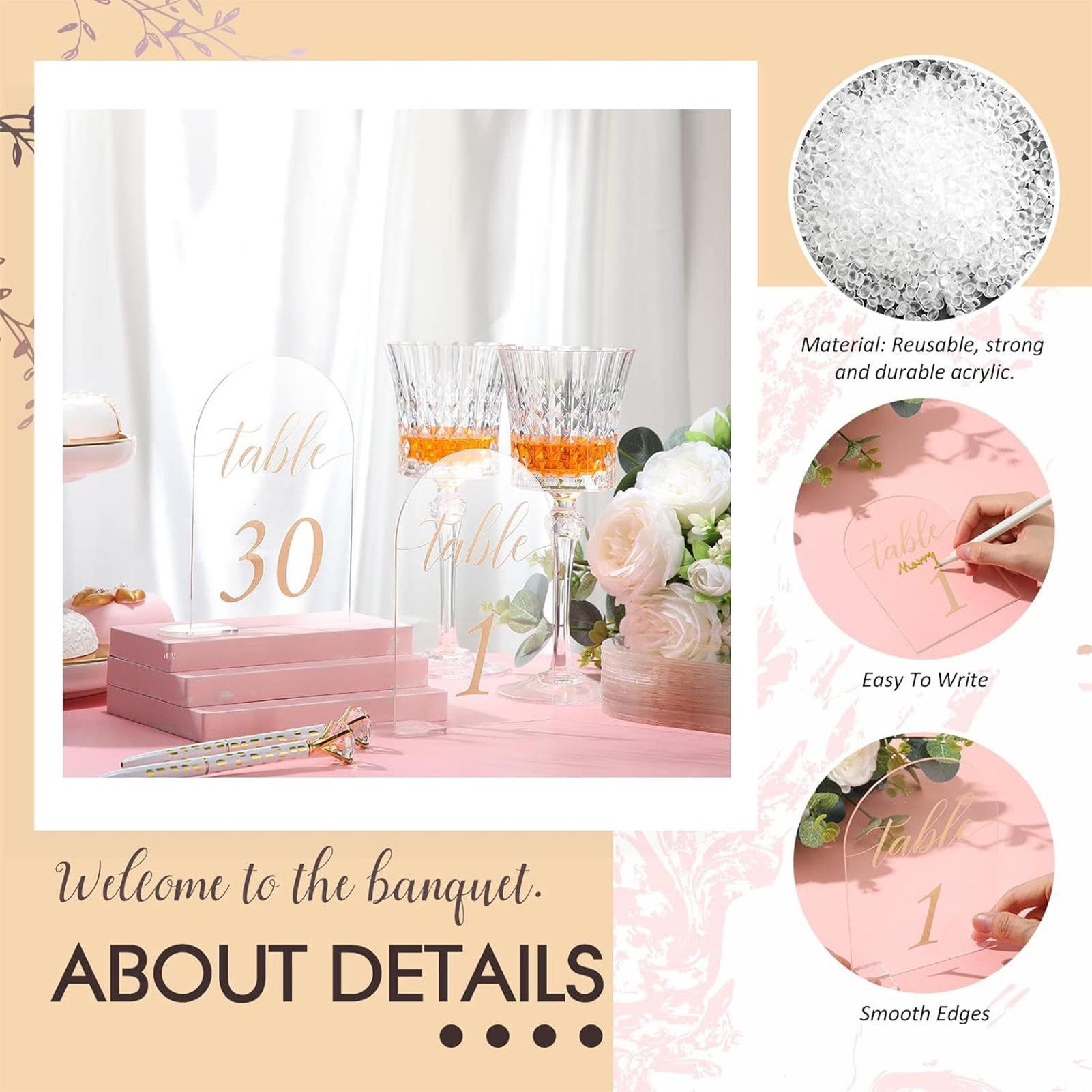 Table Number Gold - Clear Acrylic Arch Sign Arched Round