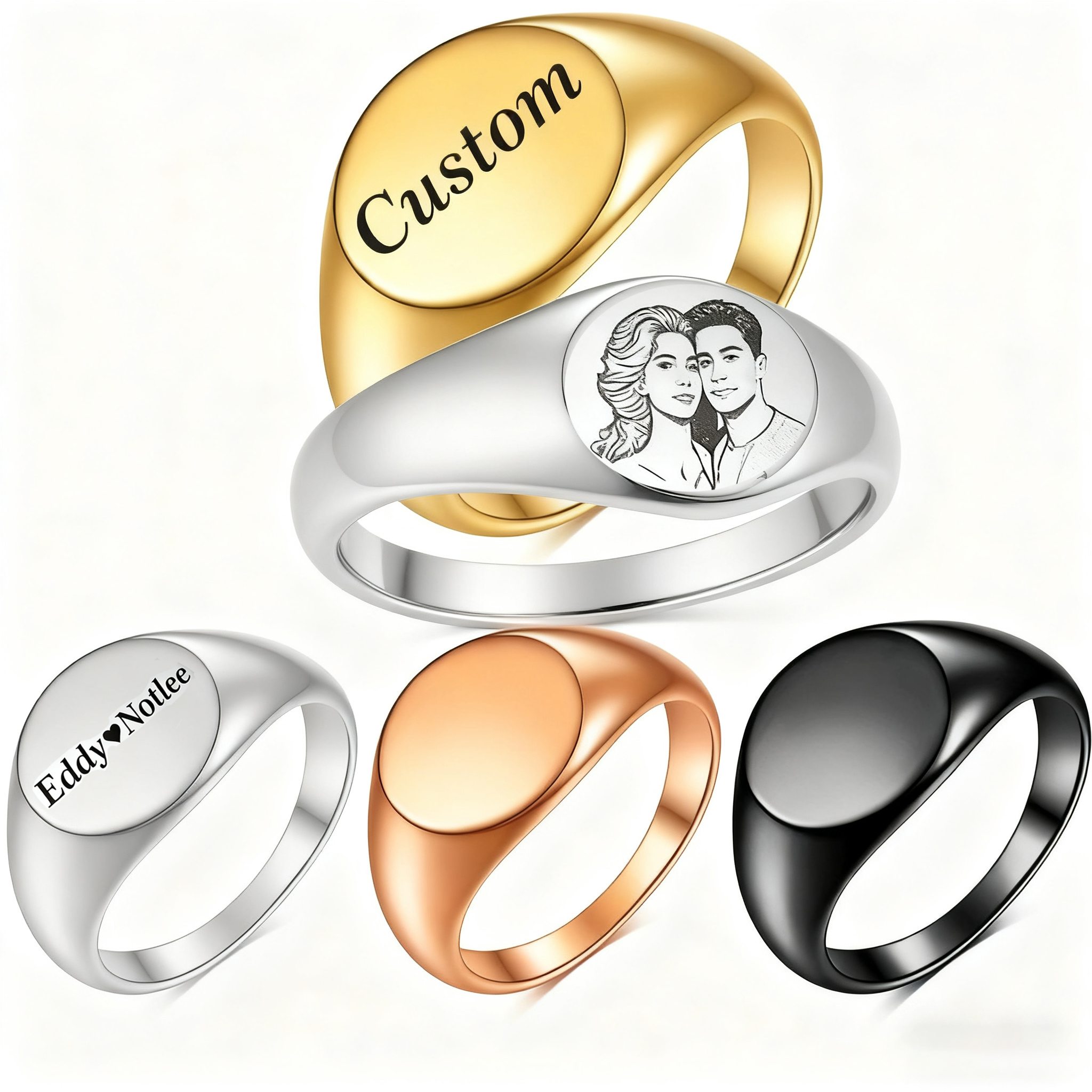 Wedding Zone - Custom Engraved Picture Logo Name Heart