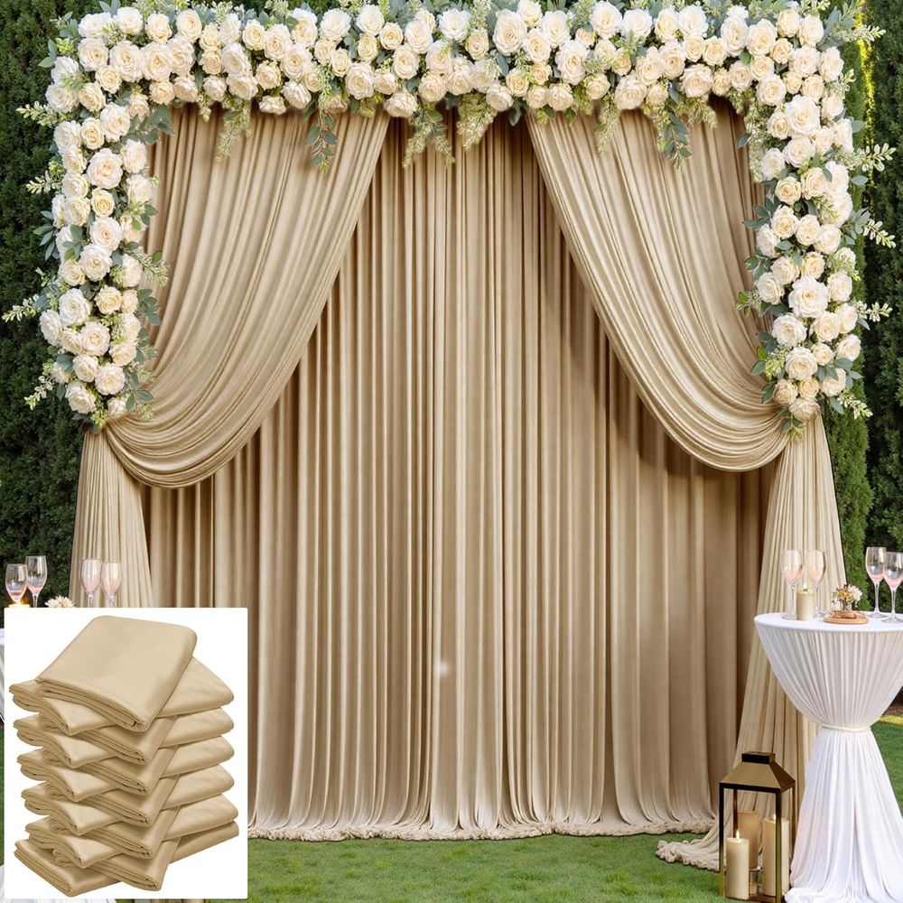 Wedding Backdrop Curtain - 60×14 t Beige Backdrop Curtain or