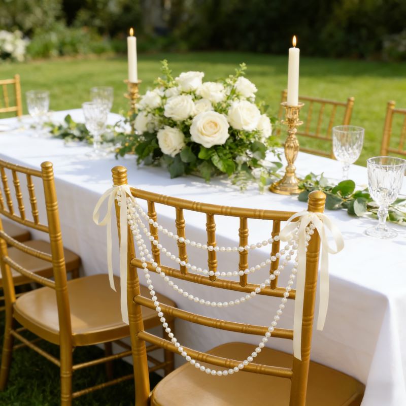 Pearl Bow Chair Decor 50Pcs Sa – Bridal Sash Ribbon recenzja i cena