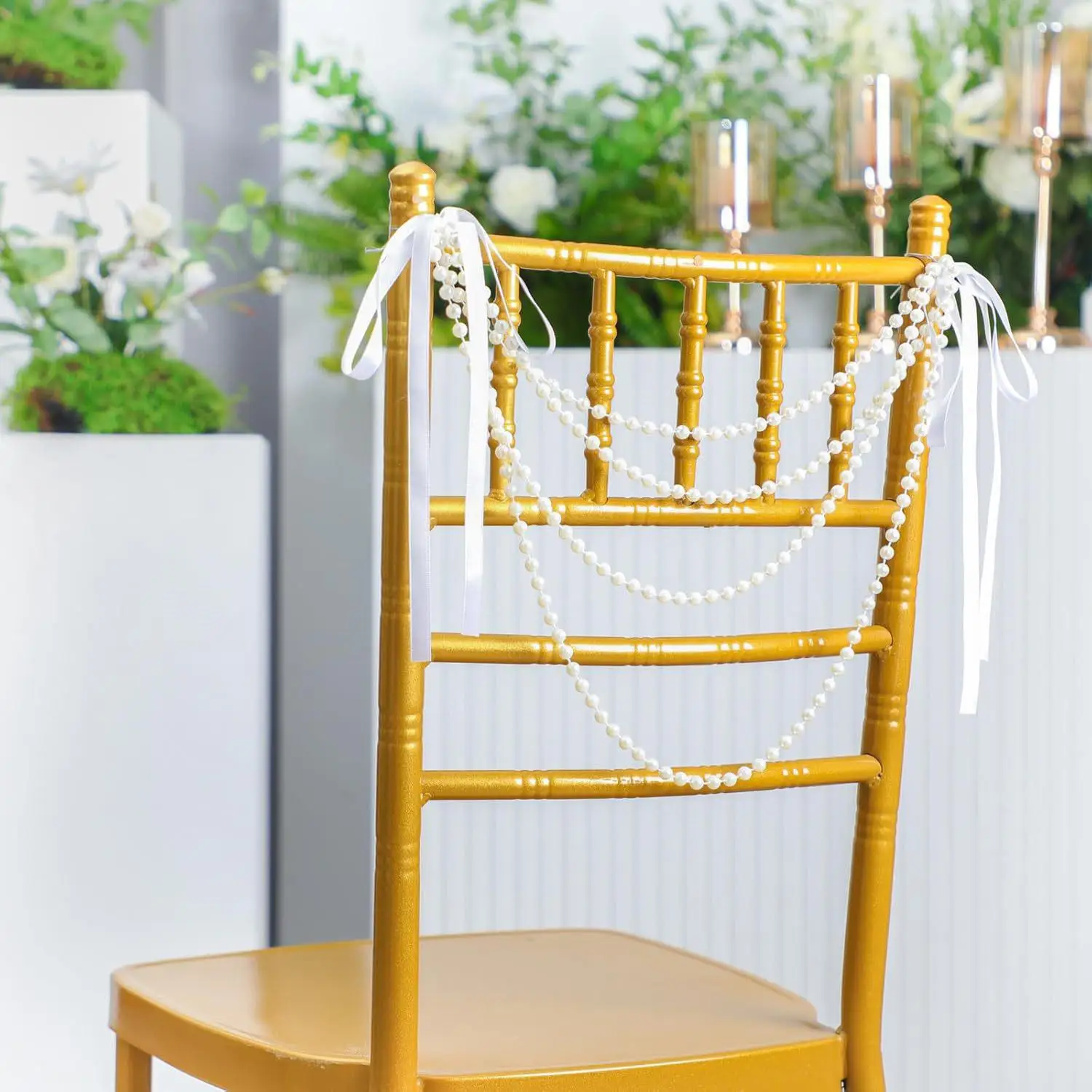 Pearl Bow Chair Decor 50Pcs Sa – Bridal Sash Ribbon recenzja i cena