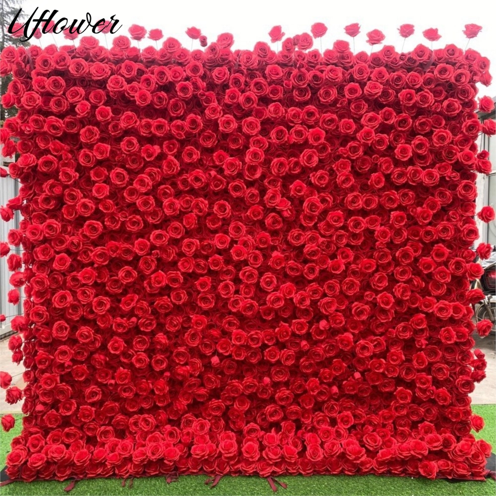Uflower Red Rose 5D Cloth Flow – Wedding Backdrop Curtain recenzja i cena