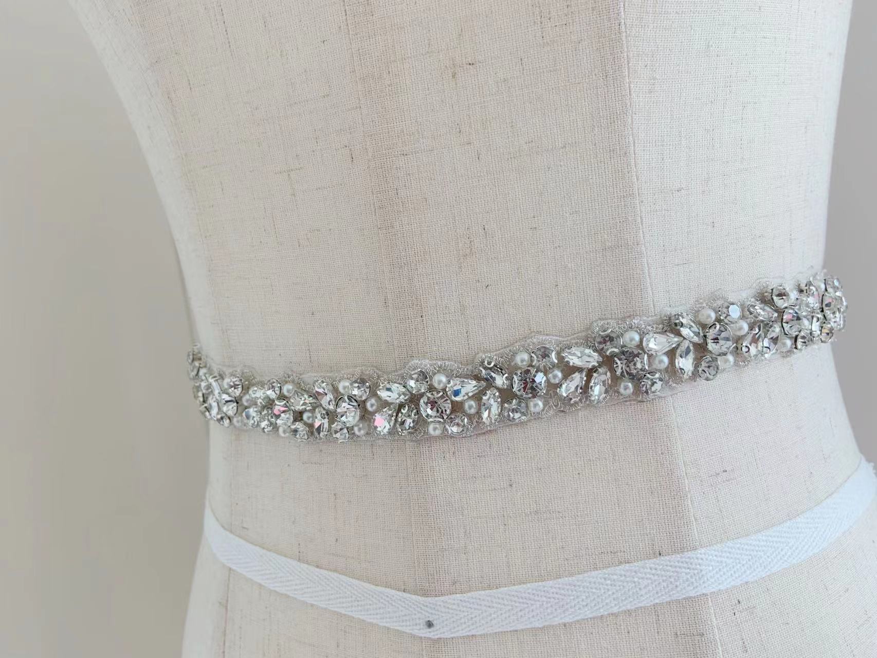 1 Yard/5 Yards Silver Crystal  – Bridal Sash Ribbon recenzja i cena