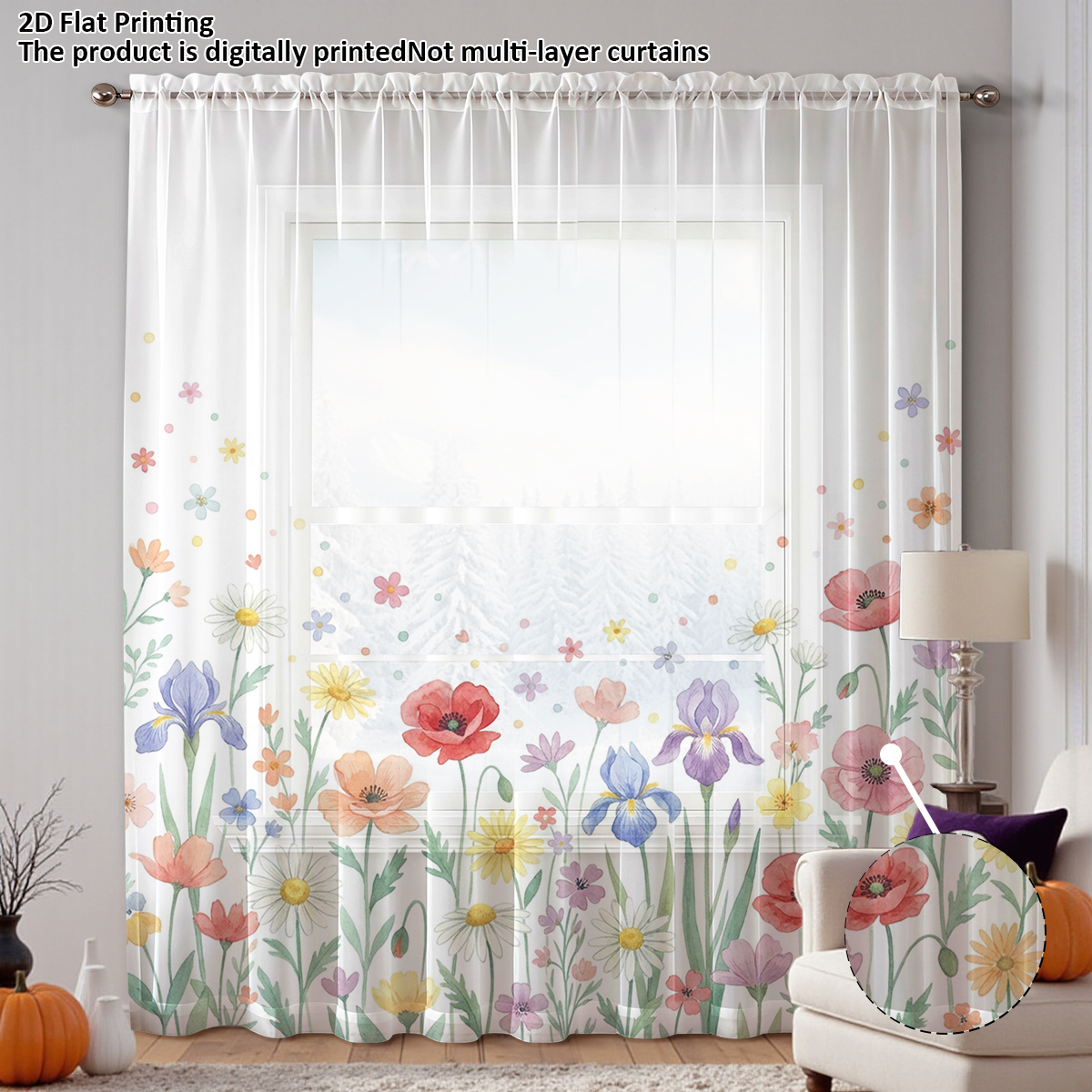 Floral Privacy Sheer Curtain,G – Good Floral & Wedding Decor Supply Photos recenzja i cena