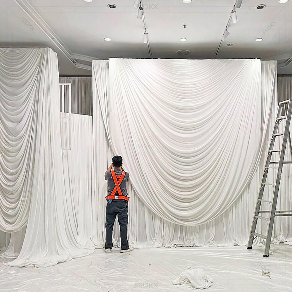 FSDKX Cheap White Ice Silk Clo – Wedding Backdrop Curtain recenzja i cena
