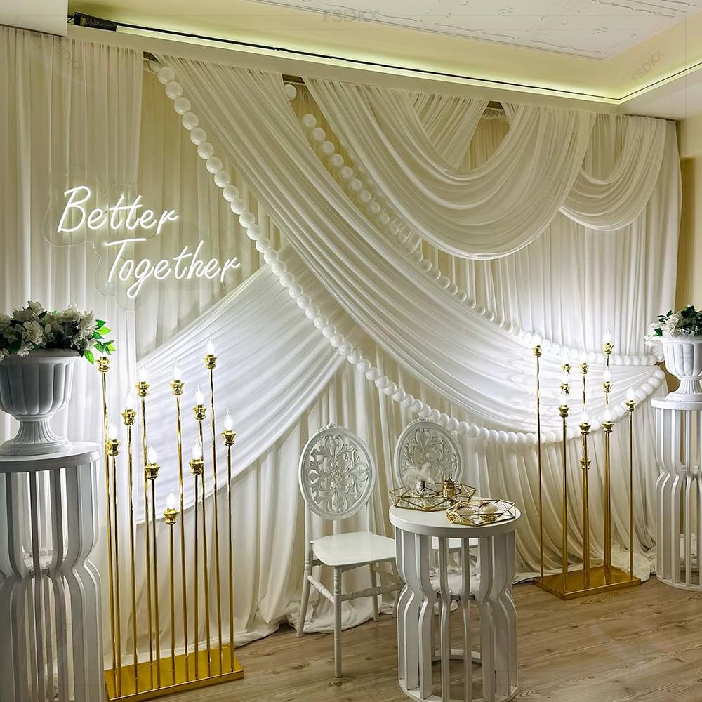FSDKX Cheap White Ice Silk Clo – Wedding Backdrop Curtain recenzja i cena