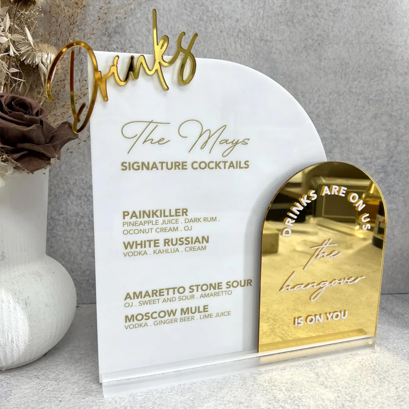Custom Bar Menu with 3D Cutout – Table Number Gold recenzja i cena