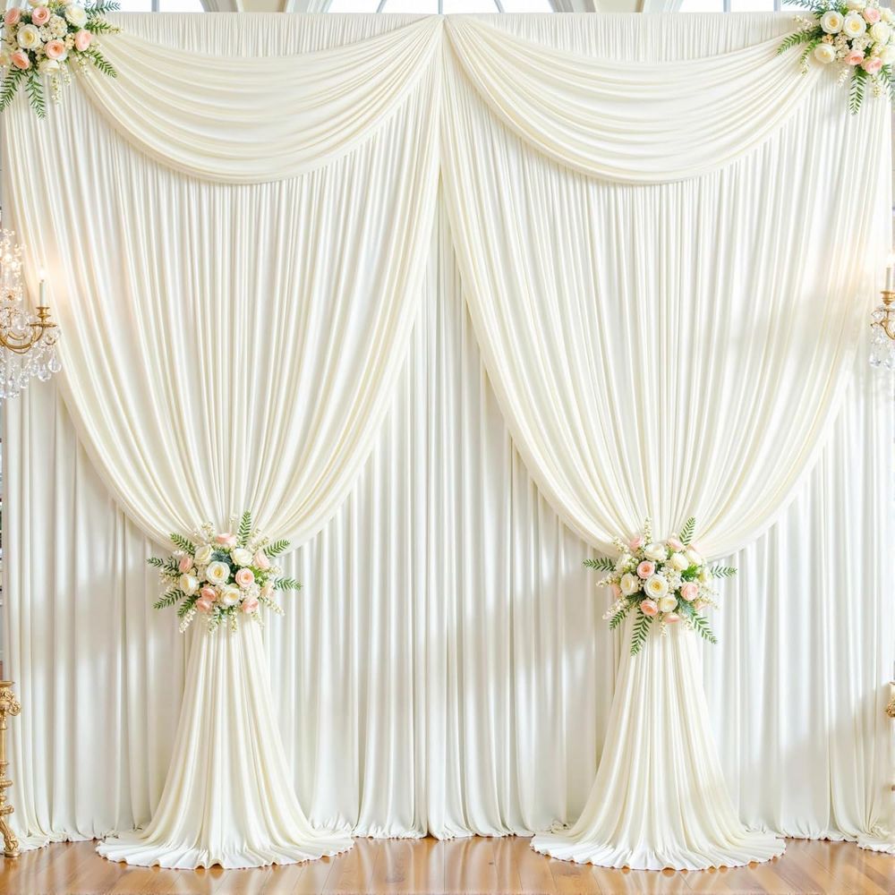 50t x 10t Wrinkle ree Ivory We – Wedding Backdrop Curtain recenzja i cena