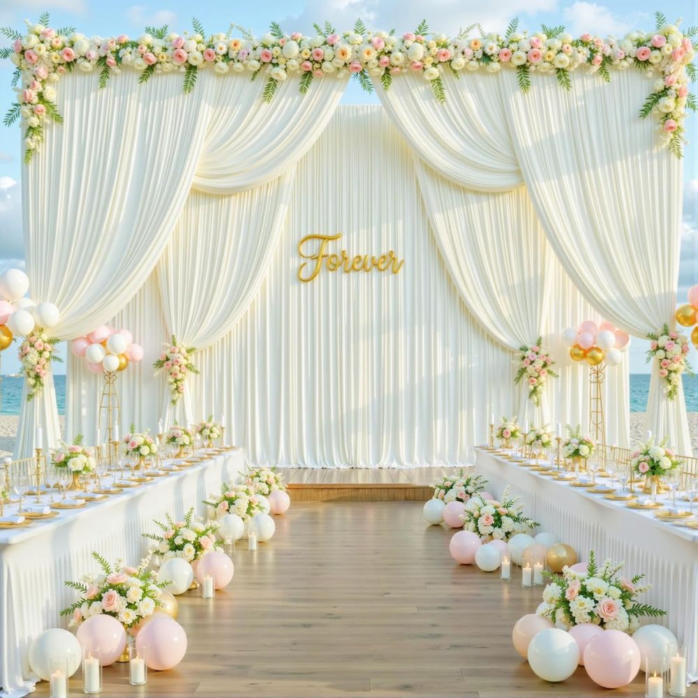 50t x 10t Wrinkle ree Ivory We – Wedding Backdrop Curtain recenzja i cena