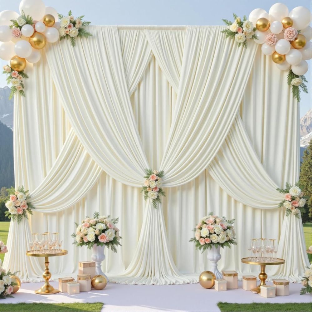 50t x 10t Wrinkle ree Ivory We – Wedding Backdrop Curtain recenzja i cena