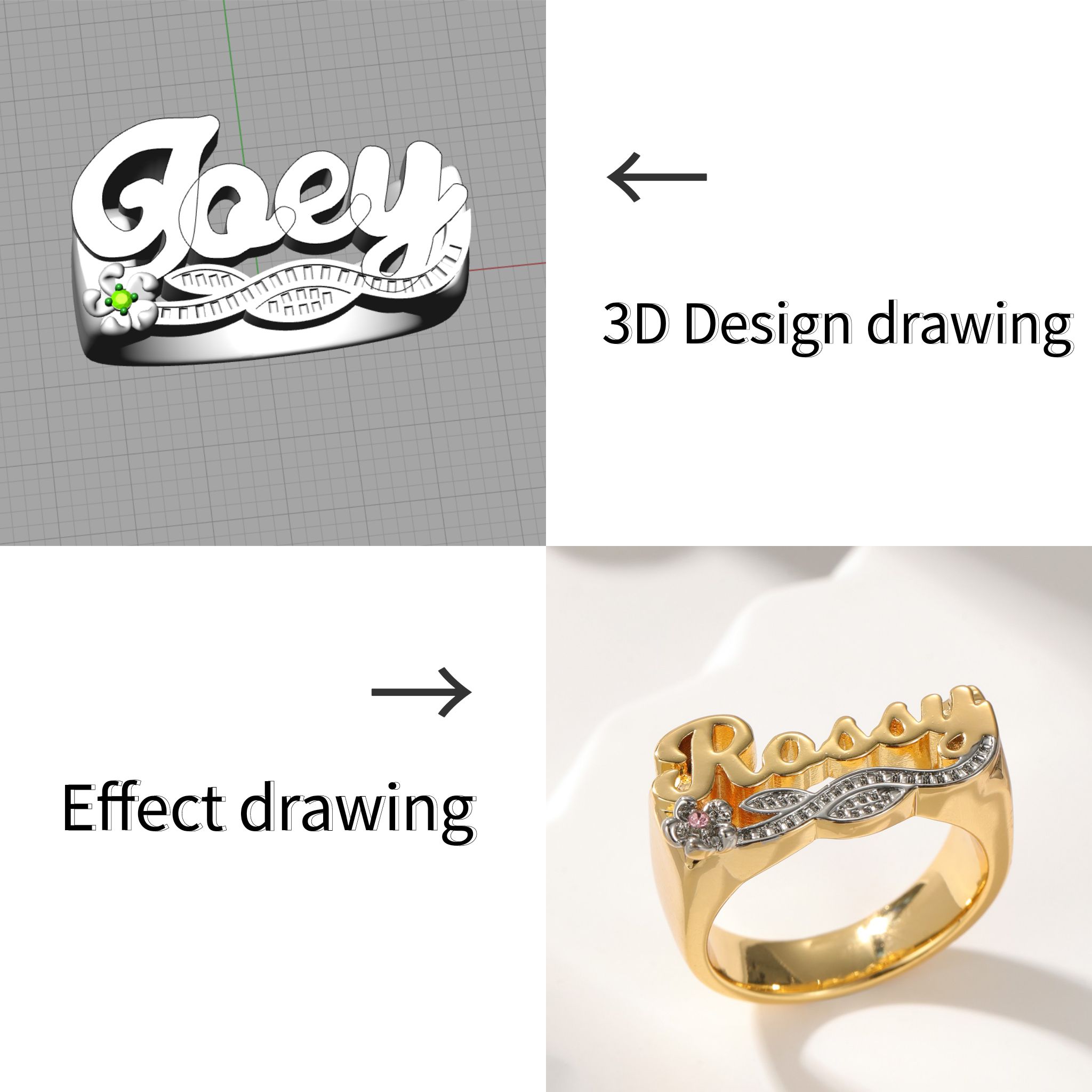 3D Name Ring Custom Diamond Na – Wedding Zone recenzja i cena