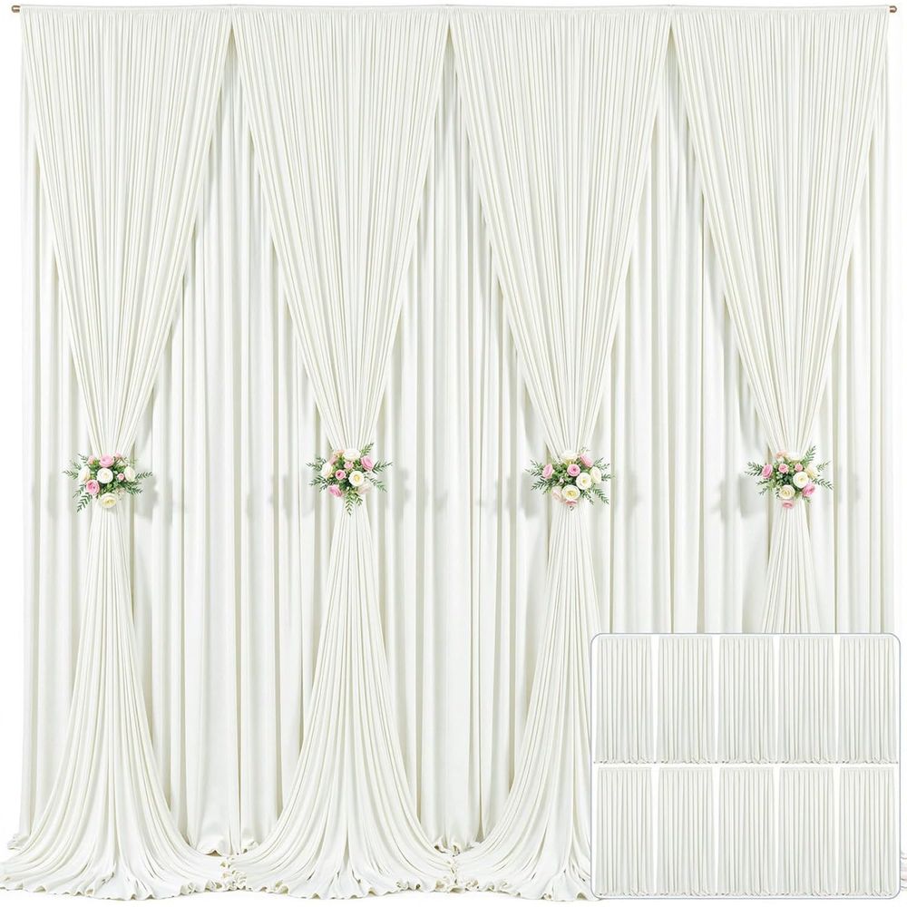 Ivory Wrinkled-Free Backdrop C – Wedding Backdrop Curtain recenzja i cena
