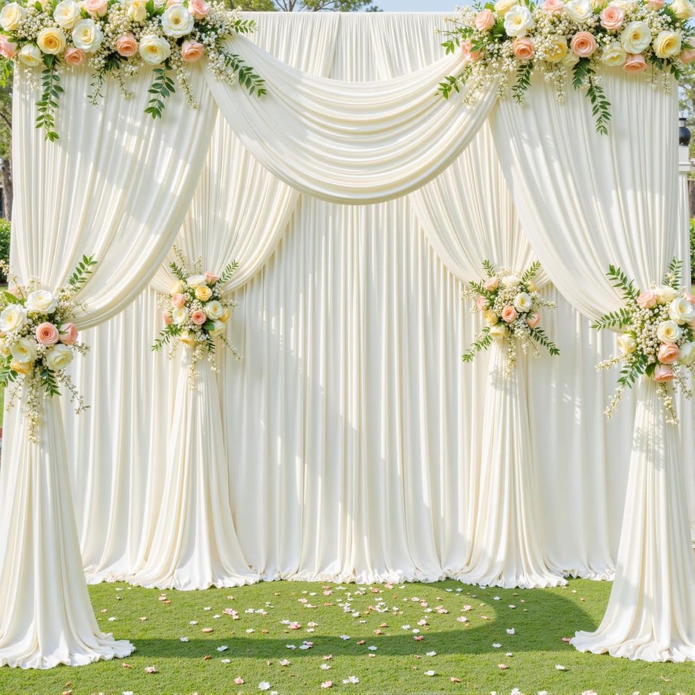Ivory Wrinkled-Free Backdrop C – Wedding Backdrop Curtain recenzja i cena
