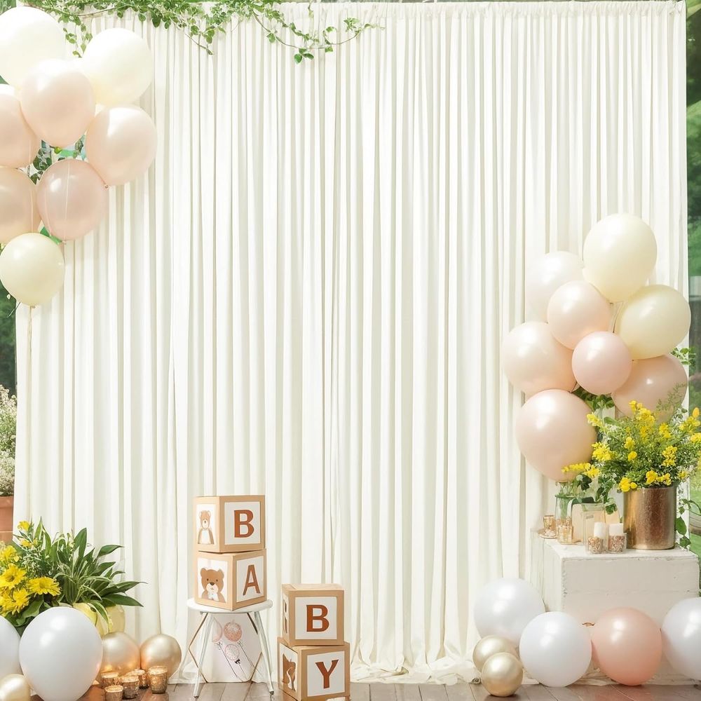Ivory Wrinkled-Free Backdrop C – Wedding Backdrop Curtain recenzja i cena