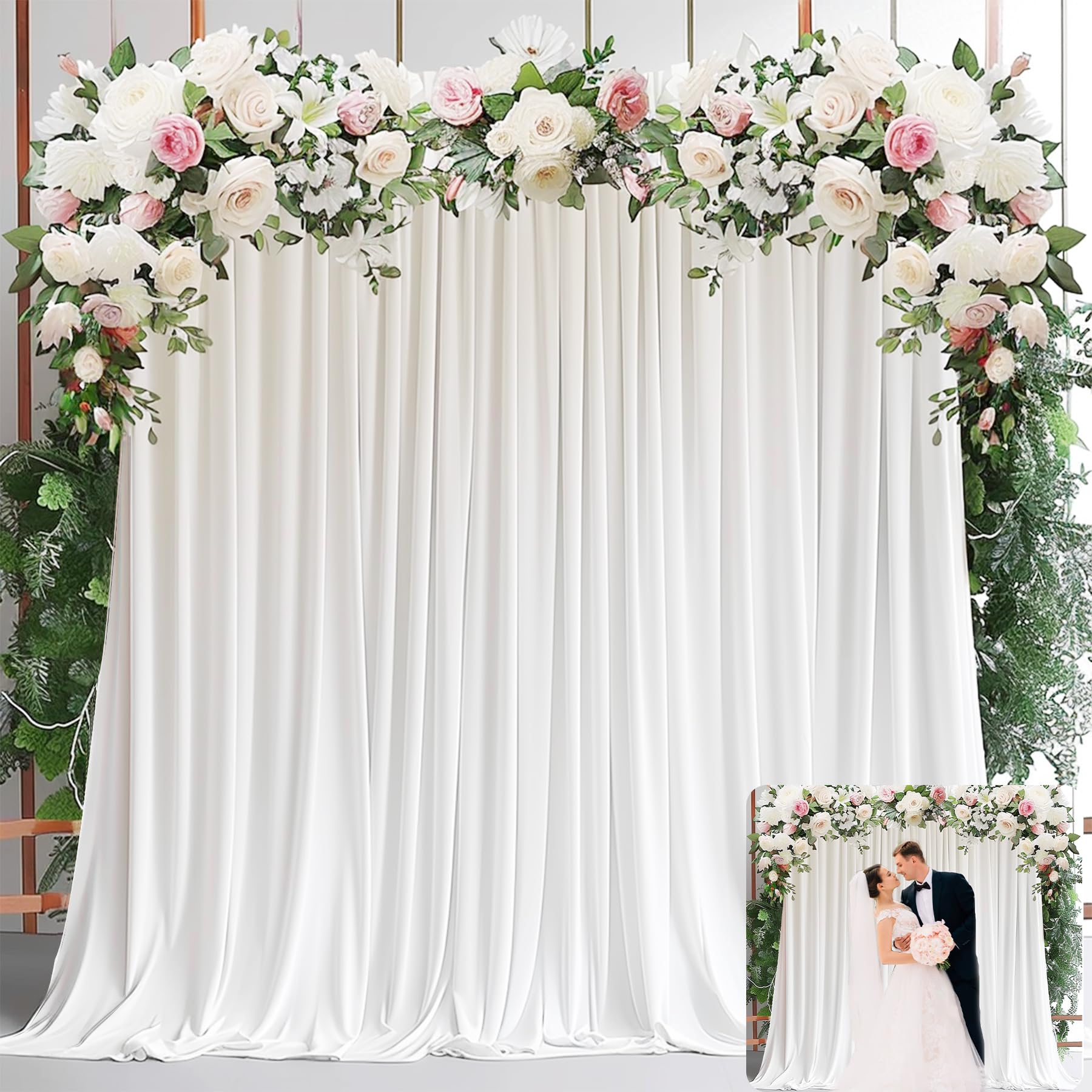 White Backdrop Curtains for Pa – Wedding Backdrop Curtain recenzja i cena