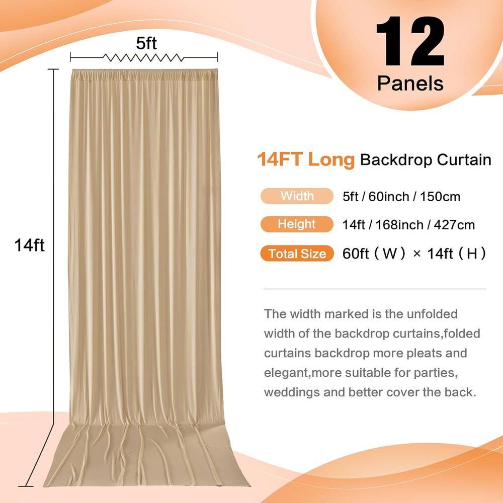 60×14 t Beige Backdrop Curtain – Wedding Backdrop Curtain recenzja i cena