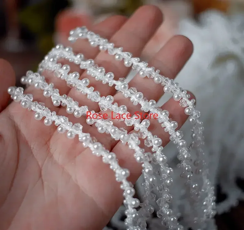 3 Yards Pearl lace trim, pearl – Bridal Sash Ribbon recenzja i cena