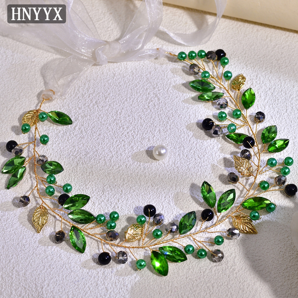 HNYYX Green Bling Rhinestone B – Bridal Sash Ribbon recenzja i cena