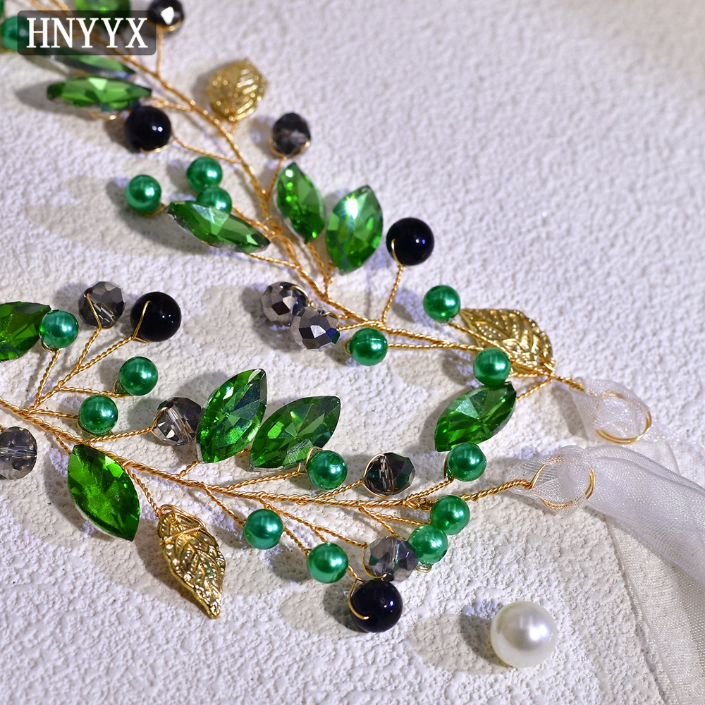 HNYYX Green Bling Rhinestone B – Bridal Sash Ribbon recenzja i cena